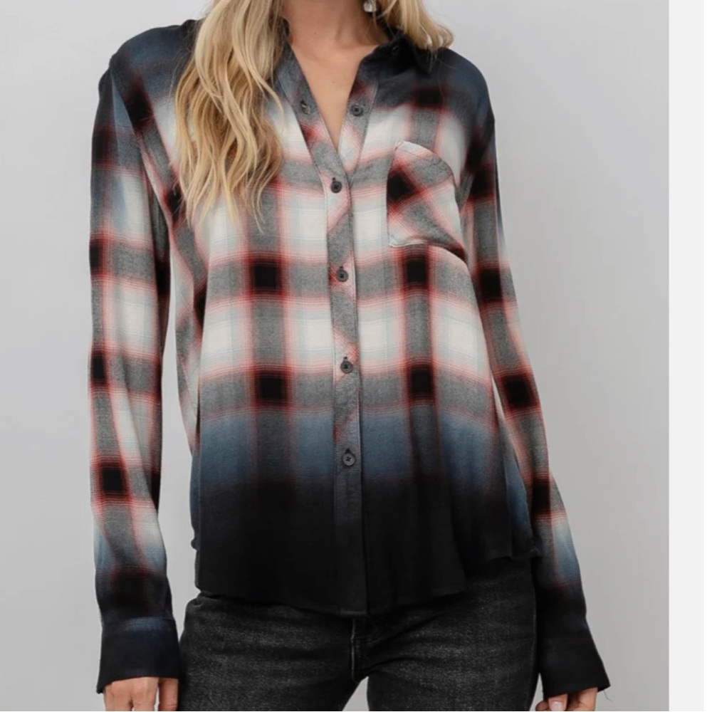 Rails Hunter Button Up In Ivory Smoke Dip Dye - image 1